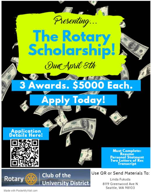 Apply now for the Rotary Scholarship Garfield High School PTSA