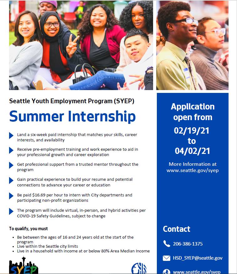 Seattle Youth Employment Program (SYEP) Summer Internship Garfield